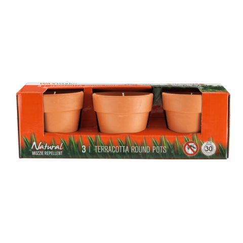TERRACOTTA POT WITH CITRONELLA CANDLE 3PACK
